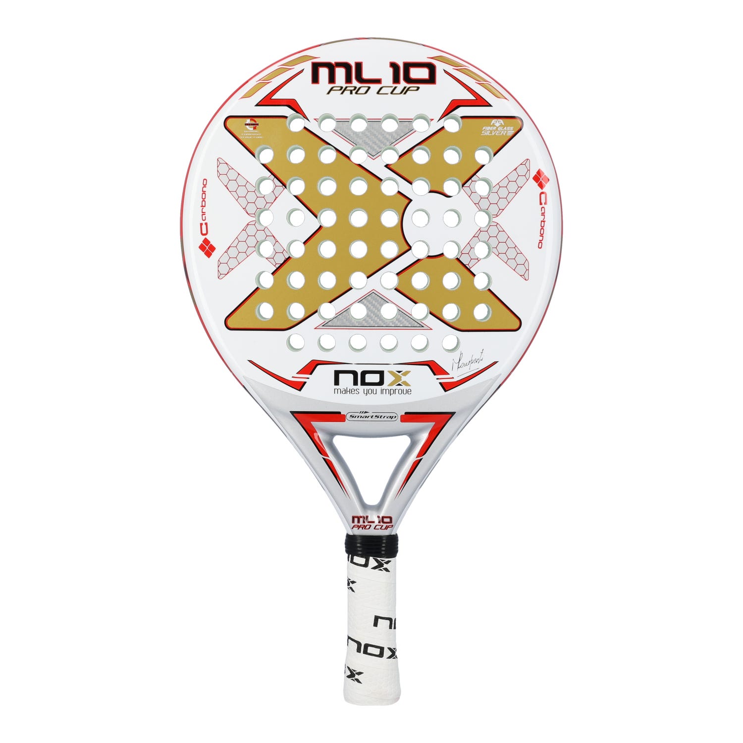 Pala de pádel Nox ML 10 pro cup blanca + 1 Gymsack Nox + 1 Protector