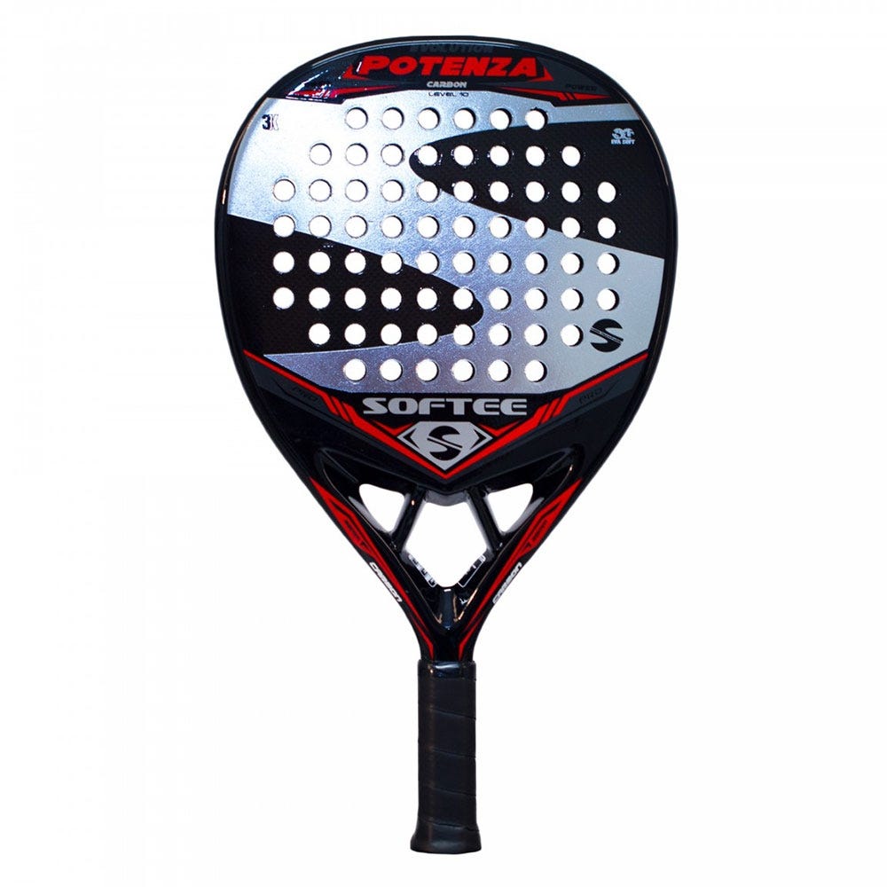 RED AND BLACK SOFTEE POTENZA EVOLUTION PADEL RACKET