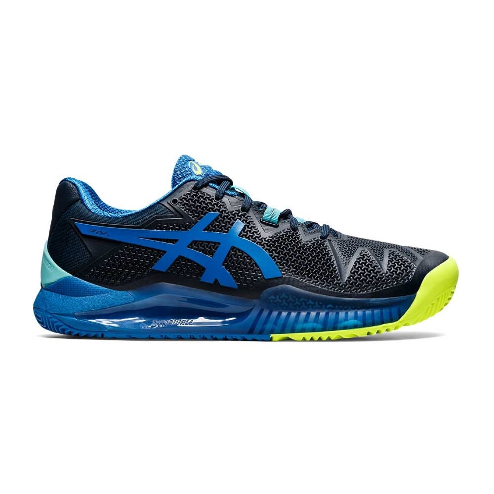 BLACK AND BLUE ASICS GEL RESOLUTION 8 1041A301 401 SHOES