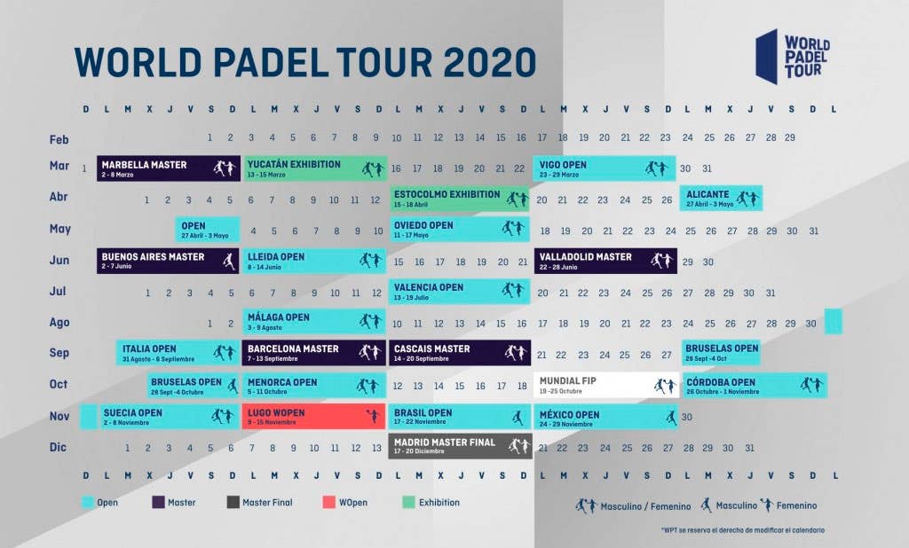 calendrier wpt 2020