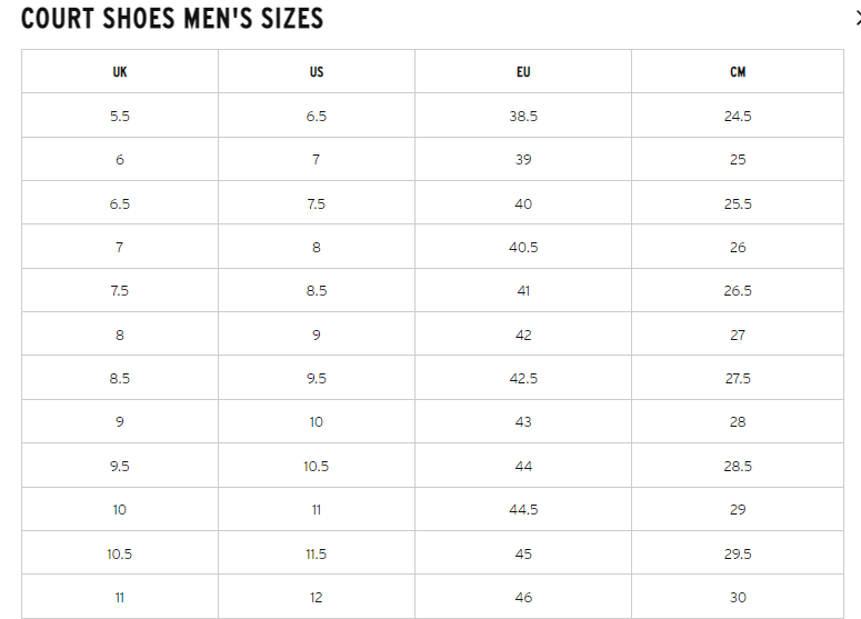 guide de taille de chaussures