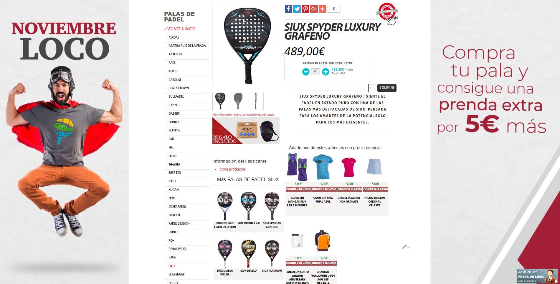Ropa de pádel a 5 euros comprando pala
